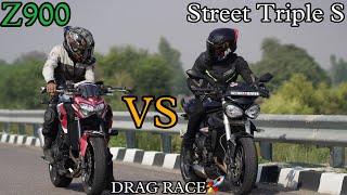 Kawasaki Z900🚀 VS Street Tripel S🔥ll Full Throttle Drag Race❗️ll Fastest Z900 258kmh🔥 [upl. by Popele]