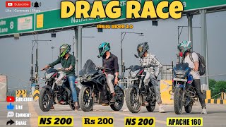 DRAG RACE 💪 NS200 Bs7 🔥VS RS 200 Bs7 🔥VS APACHE 160 RISHU RIDER 20 [upl. by Middle770]