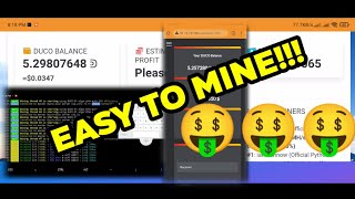 DUINOCOIN DUCO Miner Install on Android EasyEasy [upl. by Crudden]