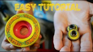 The QUICKESTEASIEST Way To Get BEARINGS Out Of A SKATEBOARD WHEEL No Tools Required [upl. by Bone520]