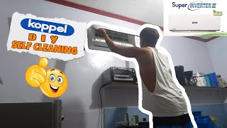 DIY SELF CLEANING OF KOPPEL SUPER INVERTER SPILT TYPE AIRCON  BASIC CLEANING PROCESS [upl. by Hsuk]