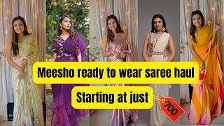 Ready to wear saree from meesho  1 min Draped saree  Tryon  honest review [upl. by Kwang]