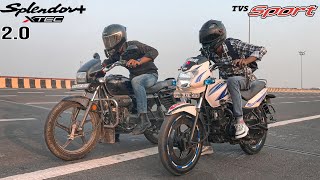 Tvs Sport vs Hero Splendor Xtec 20  DRAG RACE [upl. by Walburga533]