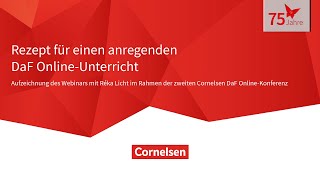 Webinar 0321  DaF  OnlineKonferenz Rezept für einen anregenden DaF OnlineUnterricht [upl. by Quinlan48]