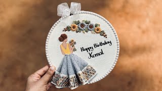 Happy Birthday Embroidery Hoop Art with Free Pattern 🌼 Hand Embroidery For Beginners  Gossamer [upl. by Ycnay]