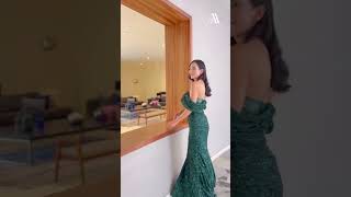 Sequin glam in cd985 emerald green off the shoulder evening gown greendress promdress [upl. by Haveman]