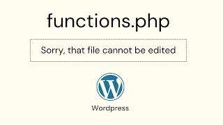 Fixed This file cannot be edited in wordpress edit functionsphp [upl. by Kohcztiy242]