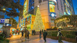 Christmas Lights Night Walk on Myeongdong Street in Seoul  Walking Tour Guide 4K HDR [upl. by Berthold]