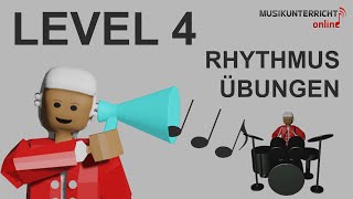 Rhythmusübungen Level 4 Achtel Viertel halbe und ganze Noten  Gehörbildung Lektion 2 [upl. by Khichabia]