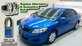 How To Replace Toyota Corolla Alternator amp Serpentine Belt 20092013 [upl. by Beniamino]