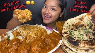 SPICY BUTTER CHICKEN 🔥 WITH JEERA RICE AND BUTTER NAAN  BIG BITES MUKBANG  FOOD EATING VIDEOS [upl. by Atnoled]