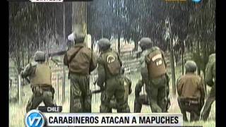 Visión Siete Chile Carabineros atacan a mapuches [upl. by Akimahs]