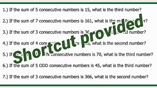 7item Quiz SUM of CONSECUTIVE PROBLEMS  Shortcut Method [upl. by Erich842]