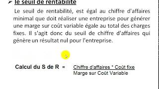 Comptabilité Analytique S3 partie 25 quot le coût partiel EP4  le seuil de rentabilité quot [upl. by Anairad644]