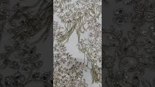 HB001 Shop Online 5 Yards Silver Beaded Tassels Lace Material Fabric For Dresses [upl. by Desma]