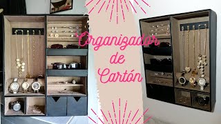 ORGANIZADOR DE CARTON PARA JOYERIA Y ACCESORIOS DE PARED  DIY CARDBOARD JEWELRY ORGANIZER [upl. by Pressey552]