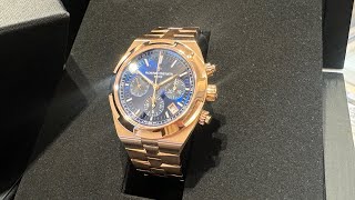 江詩丹頓VC 玫瑰金藍面計時金￼￼鏈帶 美不勝收自帶光芒 Vacheron Constantin 5500V110R [upl. by Mattie620]