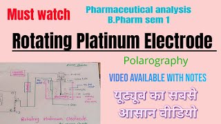 Rotating platinum electrode ll Polarography ll pharmaceutical analysis ll BPharm 1st sem youtube [upl. by Georgette]