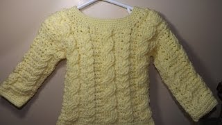 Crochet cable baby sweater part 1 of 2  with Ruby Stedman [upl. by Enived]