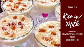 RICE WITH MILK  ROZ BIL LABAN  HOW TO MAKE RICE WITH MILK  QUICK AND EASY RICE PUDDING [upl. by Abraham34]