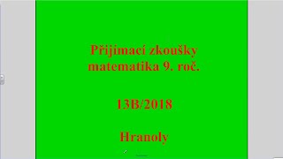 Objem hranolu  Př 13B 2018  Přijímací zkoušky z matematiky na SŠ [upl. by Letnuahc]