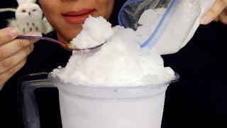 ASMR POWDERY ICE CRUSHED HALFMOON ICE IN BLENDER JUST BITES1808 [upl. by Azal]