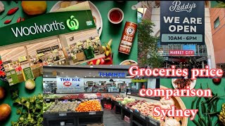 Groceries price comparison in Sydney Thai Kee  Paddys Market  Woolworth [upl. by Kcirdet]