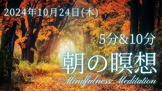 【10月24日木朝の瞑想】5分 10分 毎朝のマインドフルネス瞑想 心地よい１日の始まりに [upl. by Nomelc863]