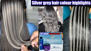 Silver grey highlights Karne ka Tarika how to make ash gray colour smoky grey highlights hair [upl. by Afra101]