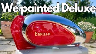 Royal Enfield Deluxe model painted in solid passion red [upl. by Ardnala52]