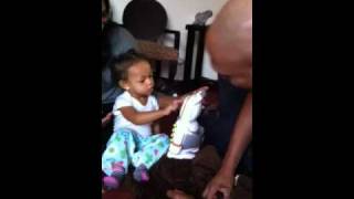 1 year old baby cusses her father out in baby talk Hilarious Baby Tyce [upl. by Adnilrev]