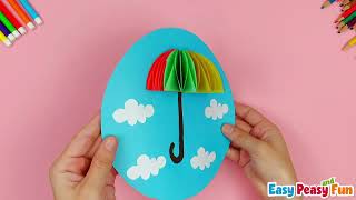 Rainy Day Paper Umbrella Craft for Kids [upl. by Neeliak]