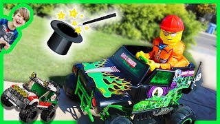 Lego Boy and Monster Truck Magic Tricks  Lego City 4X4 Off Roader Truck Time Lapse Build [upl. by Kaine711]