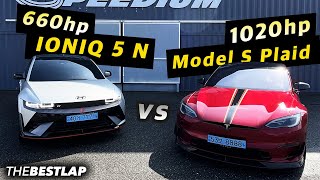 최강 전기차 배틀 660마력 IONIQ 5 N vs Tesla Model S Plaid 1020hp 더베스트랩 구독자 배틀썬더볼트편 [upl. by Flip]