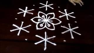 Simple awesome flowers kolam designs with 95 middle  chukkala muggulu with dots rangoli design [upl. by Haleemaj768]