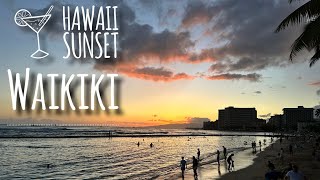 Evening Walk to waikiki beach Hawaii 2024 Sunset  Kuhio Beach  Oahu [upl. by Nissy]