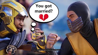 MK1  Cyrax Talks Past Relationship with Scorpion [upl. by Ahseile147]