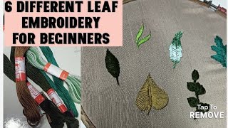 Different types of leaves embroidery for beginnerstrendingdesigns diy viralvideo sabnas arts [upl. by Oiramel452]