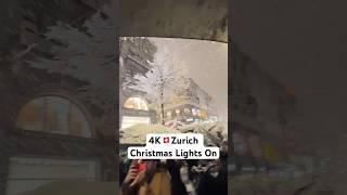 4K🇨🇭Zurich Christmas Lights On snow europeancapital zurich christmas lights switzerland [upl. by Etnomed]