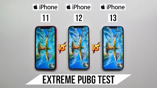 iPhone 11 vs 12 vs 13 Extreme Pubg Test Heating and Battery Test  😱 [upl. by Julianne]