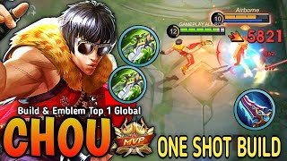 Chou Offlane Full Damage Build and New Emblem 100 ONE SHOT DELETE  Build Top 1 Global Chou [upl. by Nevad541]