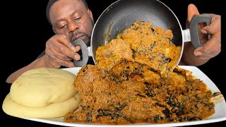 ASMR GOAT MEAT CHICKEN MEAT WITH EGUSI SOUP AND POUNDED YAMAFRICAN FOOD NIGERIAN FOOD MUKBANG [upl. by Booma]