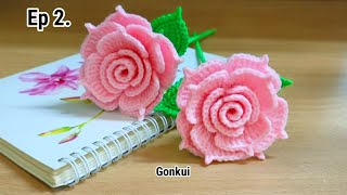 Ep2 Sepals 🌹 Easy Crochet Rose Pink Tutorial  Crochet Flower Bouquet crochetflower [upl. by Navek]