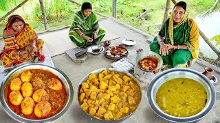 স্পেশাল ডিম কারি  চিংড়িমাছ দিয়ে ওল আর পেঁপে দিয়ে ডাল রান্না সাথে দুপুরে খাওয়া দাওয়াegg curry [upl. by Mandi759]