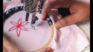 embroidery by old mechanical sewing machinerun stitch embroidery sewingmachine [upl. by Attenat894]