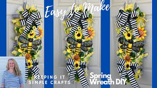 EASY BUMBLE BEE amp SUNFLOWER YARDSTICK DOOR SWAG  CENTERPIECE  GARLAND  SPRING WREATH DIY wreaths [upl. by Erkan655]