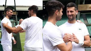 Djokovics Reaction When Alcaraz Came to His Training to Surprise Him  Wimbledon 2024 [upl. by Purvis918]