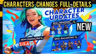 OB46 All Character Changes  Free Fire New Update  Character Ability Adjustment [upl. by Ruskin]