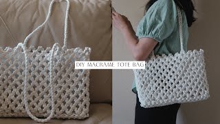 DIY Simple amp Easy Macrame Tote Bag  Bolsa de Macrame [upl. by Ainitsirc]