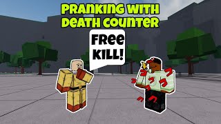 Pranking people with Death Counter in The Strongest Battlegrounds ROBLOX [upl. by Ernestus]